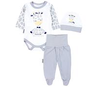 Langarmbody TUPTAM "Set Baby Bekleidungsset Langarmbody Hose Mütze3 teilig", Jungen, Gr. 50, N-Gr, orange (giraffe), Obermaterial: 100% Baumwolle CO., Bodys (50178466-50) giraffe