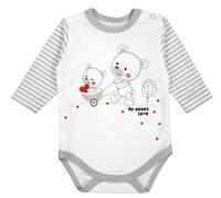 Langarmbody TUPTAM "Set Baby Bekleidungsset Langarmbody Hose Mütze3 teilig", Jungen, Gr. 68, N-Gr, grau (streifenmuster grau, bärchen herz), Obermaterial: 100% Baumwolle CO., Bodys (47473366-68) strei