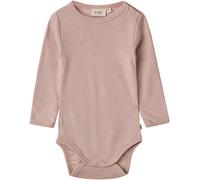 Langarmbody WHEAT "Wool Body L/S Lucca", Mädchen, Gr. 74, N-Gr, rosa (dry rose), Strick, Obermaterial: 100% Wolle, unifarben, normal, Rundhals, Bodys, aus reiner Merinowolle (24677804-74) dry rose