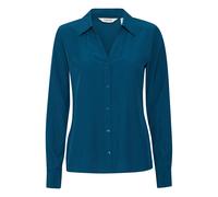 Langarmhemd B.YOUNG "Langarm - Hemd BYHUBBA", Damen, Gr. 38, N-Gr, blau (poseidon), Obermaterial: 55% Polyester PES. 45% Viskose CV., Hemden (24897509-38) poseidon