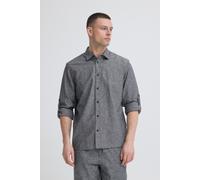 Langarmhemd BLEND "BHABAN SHIRT PP NOOS", Herren, Gr. M, N-Gr, schwarz beauty, Web, Obermaterial: 70% Baumwolle, 30% Leinen, Leinenoptik, unifarben, regular fit, Krempelärmel 1-Knopf-Manschette mit Sc