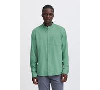 Langarmhemd BLEND "BHBobby Shirt mandarin", Herren, Gr. L, US-Größen, grün (malachite grün), 55% Leinen, 45% Viskose, unifarben, regular fit, ohne Ausschnitt, gerader Abschluss, Hemden, Stilvolles Lan