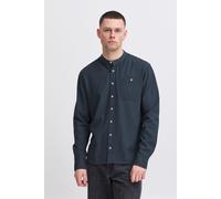 Langarmhemd BLEND "BHBobby Shirt mandarin", Herren, Gr. XXL, US-Größen, marineblaus, 55% Leinen, 45% Viskose, unifarben, regular fit, ohne Ausschnitt, gerader Abschluss, Hemden, Stilvolles Langarmhemd
