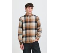 Langarmhemd BLEND "BHCODY SHIRT", Herren, Gr. L, N-Gr, braun (arganoil), Web, Obermaterial: 75% Polyester, 25% Baumwolle, kariert, regular fit normal, 1-Knopf-Manschette, Hemden, Materialmix, regular 