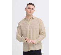 Langarmhemd BLEND "BHDaris", Herren, Gr. 3XL, US-Größen, oyster gray, Web, 100% Baumwolle, meliert, Basic, Basic normal, ohne Ausschnitt, mit Knopf, Hemden, Meliertes Langarmhemd mit 2-Knopf-Manschett