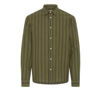 Langarmhemd BLEND "BHDARIS SLUB STRIPE", Herren, Gr. XL, N-Gr, winter moss, Web, Obermaterial: 100% Baumwolle, regular fit, Hemden (16708965-XL) winter moss