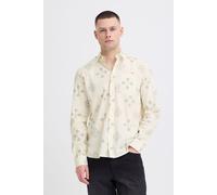 Langarmhemd BLEND "BHDitlef", Herren, Gr. S, US-Größen, vanilla ice, Web, 100% Baumwolle, bedruckt, Basic normal, ohne Ausschnitt, mit Knopf, Hemden, Florales Print Hemd (22154428-S) vanilla ice