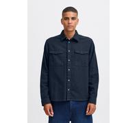 Langarmhemd BLEND "BHOvershirt", Herren, Gr. M, US-Größen, blau (marineblaus), Web, 100% Baumwolle, Basic, regular fit normal, ohne Ausschnitt, gerader Abschluss, Hemden, Lässiges Langarmhemd mit Brus