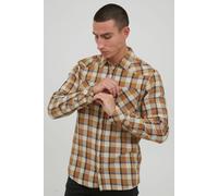 Langarmhemd BLEND "BHShirt", Herren, Gr. M, US-Größen, chipmunk, Web, 100% Baumwolle, kariert, slim fit normal, ohne Ausschnitt, mit Knopf, Hemden, Stilvolles Hemd mit langen Ärmeln (89886431-M) chipm