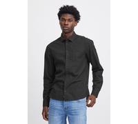 Langarmhemd BLEND "BHShirt", Herren, Gr. XL, US-Größen, schwarz, Web, 70% Baumwolle, 30% Leinen, unifarben, regular fit normal, 2-Knopf-Manschette, Hemden, Stilvolles Langarmhemd mit Brusttasche aus L