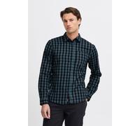 Langarmhemd BLEND "BHShirt", Herren, Gr. XXL, US-Größen, provincial blau, 75% Polyester, 25% Baumwolle, regular fit normal, ohne Ausschnitt, 2-Knopf-Manschette, Hemden, Lässiges kariertes Langarmhemd