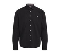 Langarmhemd BLEND "BHBOBBY Shirt", Herren, Gr. XXL, US-Größen, schwarz, 55% Leinen, 45% Viskose, unifarben, Basic, regular fit normal, ohne Ausschnitt, 1-Knopf-Manschette, Hemden, Lässiges Langarmhemd