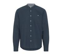 Langarmhemd BLEND "BHBobby Shirt mandarin", Herren, Gr. L, US-Größen, blau (marineblaus), 55% Leinen, 45% Viskose, unifarben, regular fit, ohne Ausschnitt, gerader Abschluss, Hemden, Stilvolles Langar