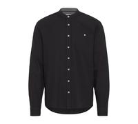 Langarmhemd BLEND "BHBobby Shirt mandarin", Herren, Gr. M, US-Größen, schwarz, 55% Leinen, 45% Viskose, unifarben, regular fit, ohne Ausschnitt, gerader Abschluss, Hemden, Stilvolles Langarmhemd aus L