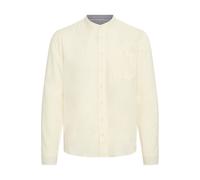 Langarmhemd BLEND "BHBobby Shirt mandarin", Herren, Gr. XL, US-Größen, weiß (snow weiß), 55% Leinen, 45% Viskose, unifarben, regular fit, ohne Ausschnitt, gerader Abschluss, Hemden, Stilvolles Langarm