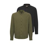 Langarmhemd BLEND "Langarmhemd BHShirt 2 Pack", Herren, Gr. XXL, N-Gr, grün (winter moss schwarz), Obermaterial: 100% Baumwolle CO., Hemden (66072959-XXL) winter moss schwarz