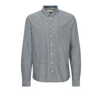 Langarmhemd BLEND "Langarmhemd BHShirt", Herren, Gr. M, N-Gr, blau (marineblaus), Obermaterial: 55% Baumwolle CO. 45% Leinen LI., Hemden (95778901-M) marineblaus