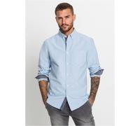 Langarmhemd BONPRIX "Oxford-Businesshemd aus reiner Baumwolle, Regular Fit", Herren, Gr. 43/44 (XL), N-Gr, blau (hellblau), Web, Obermaterial: 100% Baumwolle, unifarben mit Farbeinsätzen, regular fit
