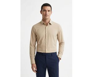 Langarmhemd BOSS "HANK", Herren, Gr. 41, N-Gr, open beige286, Jersey, Obermaterial: 76% Polyamid, 24% Elasthan, unifarben, slim fit hüftbedeckend, 2-Knopf-Manschette mit Schlitz, Hemden, Kentkragen, P