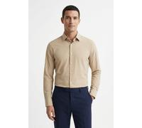 Langarmhemd BOSS "HANK", Herren, Gr. 43, N-Gr, open beige286, Jersey, Obermaterial: 76% Polyamid, 24% Elasthan, unifarben, slim fit hüftbedeckend, 2-Knopf-Manschette mit Schlitz, Hemden, Kentkragen, P