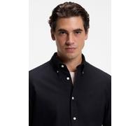 Langarmhemd BOSS, Herren, Gr. XL (43/44), N-Gr, dunkelblau404, Web, Obermaterial: 100% Baumwolle, unifarben, regular fit normal, Rundhals, Manschette, Hemden, Button-down-Kragen, Regular Fit, reine Ba
