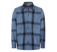 Langarmhemd BOSS ORANGE "Locky", Herren, Gr. XL, N-Gr, open blau495, Web, Obermaterial: 50% Wolle, 50% Polyester, kariert, meliert, oversize normal, Rundhals, 1-Knopf-Manschette, Hemden, melierte Woll