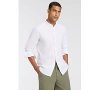 Langarmhemd BOSS ORANGE "Race", Herren, Gr. L (41/42), N-Gr, weiß (weiß100), Web, Obermaterial: 100% Baumwolle, unifarben, regular fit hüftbedeckend, 1-Knopf-Manschette mit Schlitz, Hemden, mit Stehkr