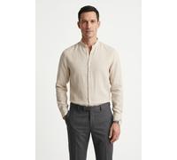 Langarmhemd BOSS ORANGE "Race_1_M", Herren, Gr. XXL, N-Gr, beige (light beige271), Web, Obermaterial: 100% Leinen, unifarben, casual, regular fit hüftbedeckend, Rundhals, Langarm 1-Knopf-Manschette mi