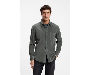 Langarmhemd BOSS ORANGE "Relegant_6_M", Herren, Gr. 5XL (51/52), N-Gr, grün (open grün377), Cord, Obermaterial: 100% Baumwolle, unifarben, regular fit normal, Rundhals, 2-Knopf-Manschette mit Schlitz,