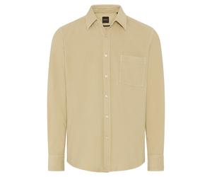 Langarmhemd BOSS ORANGE "Relegant_6_M", Herren, Gr. M (39/40), N-Gr, beige (light beige271), Cord, Obermaterial: 100% Baumwolle, unifarben, regular fit normal, Rundhals, 2-Knopf-Manschette mit Schlitz