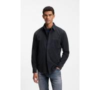 Langarmhemd BOSS ORANGE "Relegant_6_M", Herren, Gr. M (39/40), N-Gr, schwarz (dunkelblau404), Cord, Obermaterial: 100% Baumwolle, unifarben, regular fit normal, Rundhals, 2-Knopf-Manschette mit Schlit