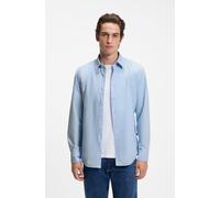 Langarmhemd BOSS ORANGE "Relegant Regular Fit", Herren, Gr. M, N-Gr, blau (open blau460), Web, Obermaterial: 100% Baumwolle, unifarben, regular fit, hoch geschlossener Ausschnitt, eingesetzt 2-Knopf-M
