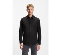 Langarmhemd BOSS ORANGE "Relegant Regular Fit", Herren, Gr. XXL, N-Gr, schwarz (schwarz001), Web, Obermaterial: 100% Baumwolle, regular fit, hoch geschlossener Ausschnitt, eingesetzt 2-Knopf-Manschett