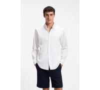 Langarmhemd BOSS ORANGE "Ricoplus M", Herren, Gr. XXXL (47/48), N-Gr, weiß100, Web, Obermaterial: 100% Baumwolle, unifarben, regular fit normal, Rundhals, Manschette, Hemden, Button-down-Kragen, Regul