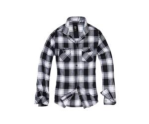 Langarmhemd BRANDIT "Brandit Damen Amy Flanell Shirt GIRLS", Damen, Gr. L, US-Größen, weiß, schwarz, 100% Baumwolle, normal, Hemden (50804769-L) weiß, schwarz