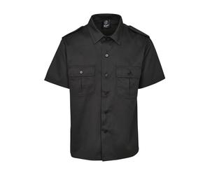 Langarmhemd BRANDIT "Brandit Herren Short Sleeves US Shirt", Herren, Gr. L, US-Größen, schwarz, 80% Polyester, 20% Baumwolle, unifarben, normal, Hemden (95562926-L) schwarz