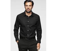 Langarmhemd BRUNO BANANI, Herren, Gr. 35/36, N-Gr, schwarz, Obermaterial: 100% Baumwolle, Basic, tailliert, 1-Knopf-Manschette verstellbar, Hemden, Kontrastbesatz (49125446-35) schwarz