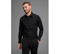 Langarmhemd BRUNO BANANI "elastische Baumwollqualität", Herren, Gr. L (41/42), N-Gr, schwarz, Web, Obermaterial: 97% Baumwolle, 3% Elasthan, unifarben, slim fit hüftlang, mit Knöpfen,Ärmel mit Ärmelsc