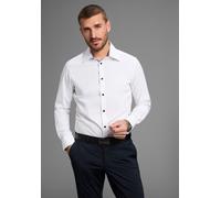 Langarmhemd BRUNO BANANI "elastische Baumwollqualität", Herren, Gr. L (41/42), N-Gr, weiß, Web, Obermaterial: 97% Baumwolle, 3% Elasthan, unifarben, slim fit hüftlang, mit Knöpfen,Ärmel mit Ärmelschli