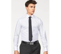 Langarmhemd BRUNO BANANI "Slim-fit", Herren, Gr. 37/38 (S), D-Gr, weiß, Obermaterial: 97% Baumwolle, 3% Elasthan, unifarben, Basic, schmal normal, Ärmel mit Ärmelschlitz runde 2-Knopf-Manschette verst