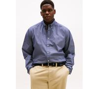 Langarmhemd "BT-FLEX POPLIN MICRO", Herren, Gr. XXL, N-Gr, blau (preppy navy, allover), Web, Obermaterial: 100% Baumwolle, TOMMY HILFIGER BIG & TALL, gemustert, regular fit normal, 1-Knopf-Manschette,