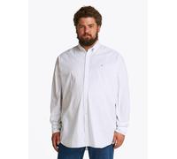Langarmhemd "BT-FLEX POPLIN POLKA DOT S-B", Herren, Gr. 5XL, N-Gr, weiß (optic weiß, navy dot), Web, Obermaterial: 100% Baumwolle, TOMMY HILFIGER BIG & TALL, unifarben, figurbetont, mit Knöpfen,Ärmel