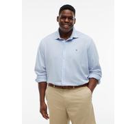 Langarmhemd "BT-KNIT PIQUE FEATHERWEIGHT SLIMFIT", Herren, Gr. 4XL, N-Gr, light blau heather, Web, Obermaterial: 100% Baumwolle, TOMMY HILFIGER BIG & TALL, meliert, schmal normal, Manschette, Hemden,