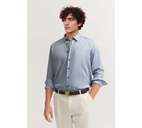 Businesshemd BUGATTI "Easy-Care Funktion", Herren, Gr. L, Normalgrößen, 370, marine, Canvas, 100% Baumwolle, bedruckt, normal, Hemden, mit Under-Button-Down Kragen (62759218-L) 370, marine