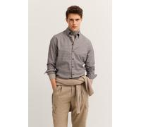 Langarmhemd BUGATTI "Easy Care", Herren, Gr. M, Normalgrößen, 90, braun, 100% Baumwolle, kariert, casual, normal, Langarm eckige 2-Knopf-Manschette, Hemden, kariert mit Button-Down-Kragen (59167710-M)