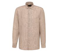 Langarmhemd BUGATTI, Herren, Gr. M, Normalgrößen, 60, taupe, 100% Leinen, unifarben, casual, normal, Langarm eckige 2-Knopf-Manschette, Hemden, aus Leinen (85382464-M) 60, taupe