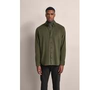 Langarmhemd BUGATTI, Herren, Gr. XXL, Normalgrößen, grün (oliv), 100% Baumwolle, unifarben, casual, normal, Langarm 2-Knopf-Manschette, Hemden, aus modernem Feincord (90705851-XXL) oliv