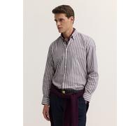 Langarmhemd BUGATTI "Modern Fit", Herren, Gr. 4XL, Normalgrößen, lila (790, brombeere), 100% Baumwolle, unifarben, normal, Hemden, Modern Fit Poplin Button-Down-Kragen (67028334-4XL) 790, brombeere