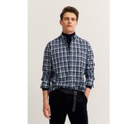 Langarmhemd BUGATTI "Modern Fit", Herren, Gr. M, Normalgrößen, blau (390, marine), 100% Baumwolle, kariert, normal, eckige 2-Knopf-Manschette, Hemden, kariert mit Brusttasche & Easy-Care (74326448-M)