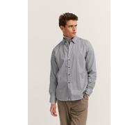 Langarmhemd BUGATTI "Modern Fit", Herren, Gr. XL, Normalgrößen, 130, weiß, 100% Baumwolle, Rautenmuster, normal, eckige 2-Knopf-Manschette, Hemden Langarmhemd, mit Rauten-Muster und Easy-Care Funktion